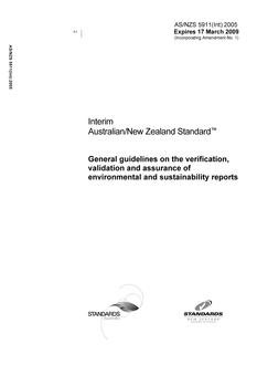 AS/NZS 5911(INT): 03/17/2005 General guidelines on the verification, validation and assurance of environmental and sustainability reports