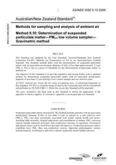 AS/NZS 3580.9.10: 07/07/2006 Methods for sampling and analysis of ambient air, Method 9.10: Determination of suspended particulate matter – PM (sub)2.5(/sub) low volume sampler – Gravimetric method