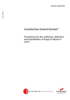 AS/NZS 4308: 03/29/2001 Procedures for the collection, detection and quantitation of drugs of abuse in urine