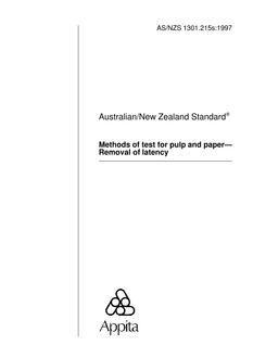 AS/NZS 1301.215S: 01/05/1997 Methods of test for pulp and paper, Part 215S: Removal of latency