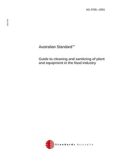 AS 4709: 01/01/2001 Guide to cleaning and sanitizing of plant and equipment in the food industry