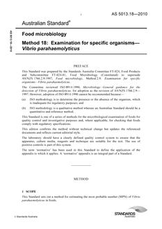 AS 5013.18: 06/23/2010 Food microbiology, Method 18: Examination for specific organisms –
