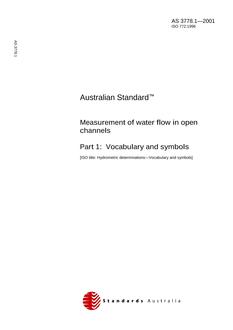 AS 3778.1: 01/01/2001 Measurement of water flow in open channels – Vocabulary and symbols