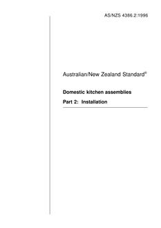 AS/NZS 4386.2: 07/05/1996 Domestic kitchen assemblies, Part 2: Installation