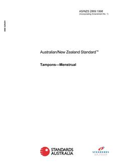 AS/NZS 2869: 05/05/1998 Tampons – Menstrual
