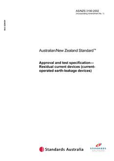 AS/NZS 3190: 05/16/2002 Approval and test specification – Residual current devices (current-operated earth-leakage devices)