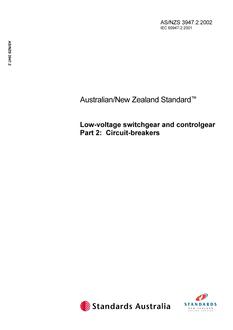 AS/NZS 3947.2: 11/07/2002 Low-voltage switchgear and controlgear, Part 2: Circuit-breakers