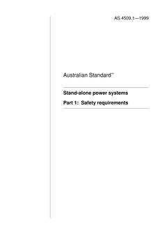 AS 4509.1: 01/01/1999 Stand-alone power systems – Safety requirements
