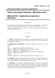 AS/NZS 1580.205.1: 12/05/1997 Paints and related materials – Methods of test, Method 205.1: Application properties – Brushing
