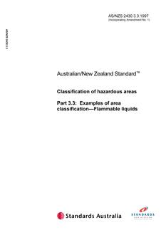 AS/NZS 2430.3.3: 12/15/1997 Classification of hazardous areas, Part 3.3: Examples of area classification – Flammable liquids