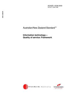 AS/NZS 13236: 03/07/2000 Information technology – Quality of service: Framework AS/NZS 13236: 03/07/2000 Information technology – Quality of service: Framework