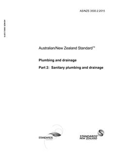AS/NZS 3500.2: 06/30/2015 Plumbing and drainage, Part 2: Sanitary plumbing and drainage
