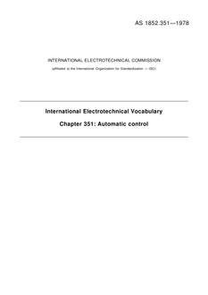 AS 1852.351: 12/31/1977 International electrotechnical vocabulary, Part 351: Automatic control