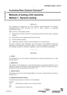 AS/NZS 3629.1: 05/08/2013 Methods of testing child restraints, Method 1: Dynamic testing
