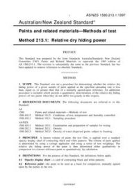 AS/NZS 1580.213.1: 09/05/1997 Paints and related materials – Methods of test, Method 213.1: Relative dry hiding power