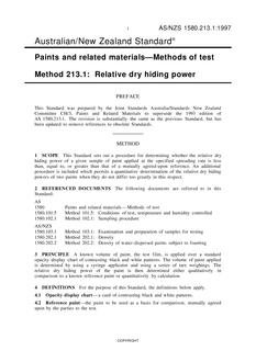 AS/NZS 1580.213.1: 09/05/1997 Paints and related materials – Methods of test, Method 213.1: Relative dry hiding power