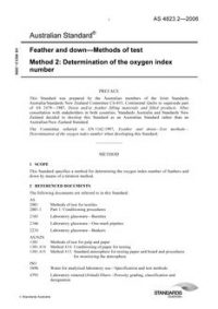 AS 4823.2: 11/22/2006 Feather and down – Methods of test – Determination of the oxygen index number
