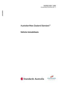 AS/NZS 4601: 12/05/1999 Vehicle immobilizers