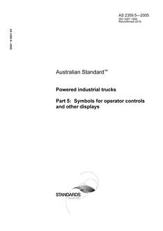 AS 2359.5: 08/04/2005 Powered industrial trucks, Part 5: Symbols for operator controls and other displays