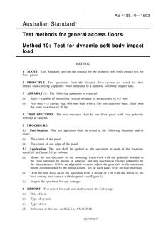 AS 4155.10: 01/01/1993 Test methods for general access floors, Method 10: Test for dynamic soft body impact
