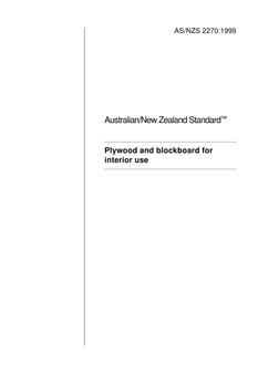 AS/NZS 2270: 04/05/1999 Plywood and blockboard for interior use