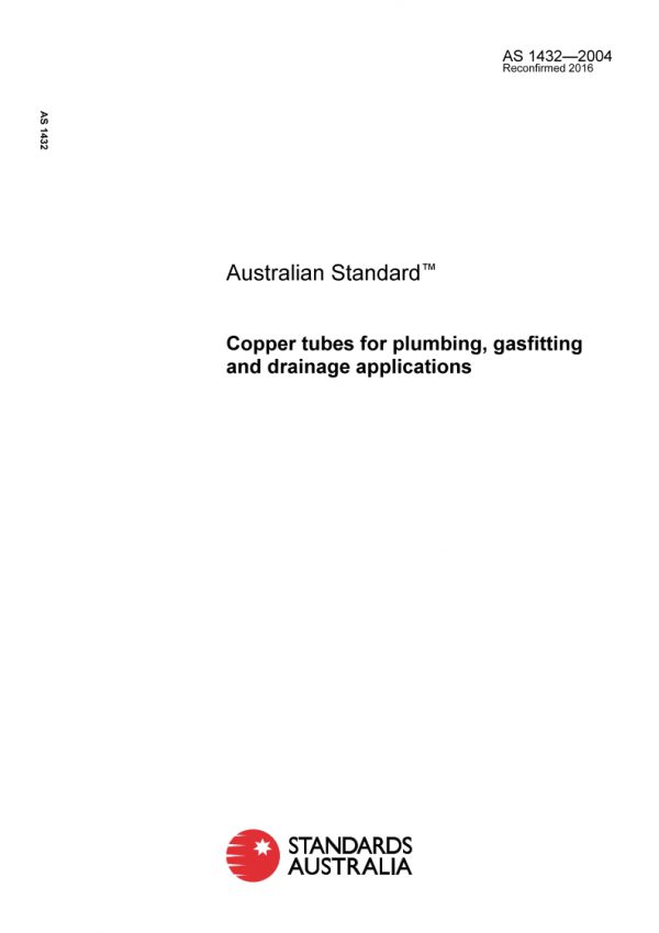 AS 1432: 07/07/2004 Copper tubes for plumbing, gasfitting and drainage applications