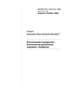 AS/NZS ISO 14031(INT): 10/05/1998 Environmental management – Environmental performance evaluation – Guidelines