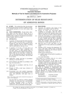 AS 1937.4: 01/01/1977 Methods of test for sealers and adhesives for automotive purposes – Determination of heat resistance of adhesive bonds