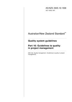 AS/NZS 3905.16: 10/05/1998 Quality system guidelines, Part 16: Guidelines to quality in project management