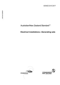 AS/NZS 3010: 05/08/2017 Electrical installations – Generating sets