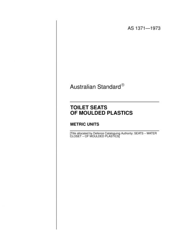 AS 1371: 01/01/1973 Toilet seats of moulded plastics