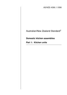 AS/NZS 4386.1: 07/05/1996 Domestic kitchen assemblies, Part 1: Kitchen units