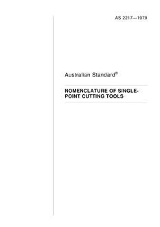 AS 2217: 12/31/1978 Nomenclature of single-point cutting tools