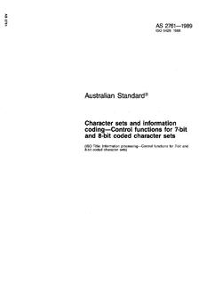 AS 2761: 12/31/1988 Character sets and information coding – Control functions for 7-bit and 8-bit coded character sets