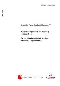 AS/NZS 2699.3: 02/28/2000 Built-in components for masonry construction, Part 3: Lintels and shelf angles (durability requirements)