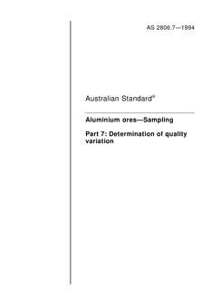 AS 2806.7: 01/01/1994 Aluminium ores – Sampling – Determination of quality variation