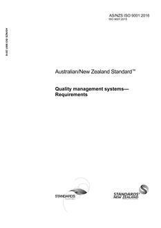 AS/NZS ISO 9001: 02/26/2016 Quality management systems – Requirements