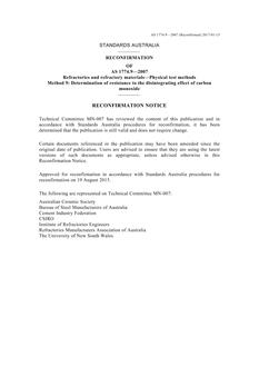 AS 1774.9: 09/28/2007 Refractories and refractory materials – Physical test methods, Method 9: Determination of resistance to the disintegrating effect of carbon monoxide