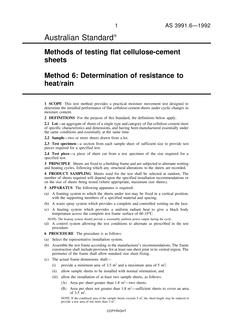 AS 3991.6: 01/01/1992 Methods of testing flat cellulose-cement sheets – Determination of resistance to heat/rain