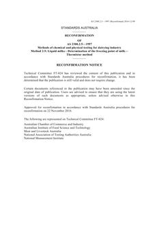 AS 2300.2.5: 07/05/1997 Methods of chemical and physical testing for the dairying industry, Method 2.5: Liquid milks – Determination of the freezing point of milk – Thermistor method