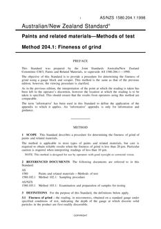 AS/NZS 1580.204.1: 01/05/1998 Paints and related materials – Methods of test, Method 204.1: Fineness of grind
