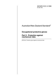 AS/NZS 2161.3: 01/01/1998 Occupational protective gloves, Part 3: Protection against mechanical risks