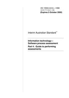 AS 15504.4(INT): 01/01/1998 Information technology – Software process assessment, Part 4: Guide to performing assessments