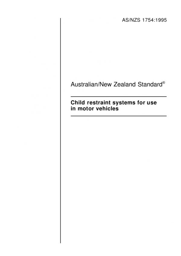 AS/NZS 1754: 12/05/1995 Child restraint systems for use in motor vehicles