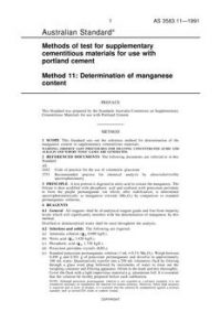 AS 3583.11: 03/27/1991 Methods of test for supplementary cementitious materials for use with portland cement, Method 11: Determination of manganese content