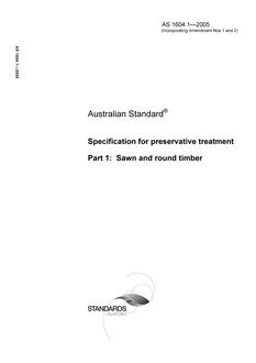 AS 1604.1: 01/01/2005 Specification for preservative treatment – Sawn and round timber