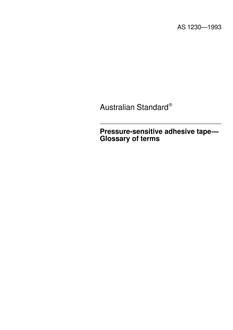 AS 1230: 12/20/1993 Pressure-sensitive adhesive tape – Glossary of terms