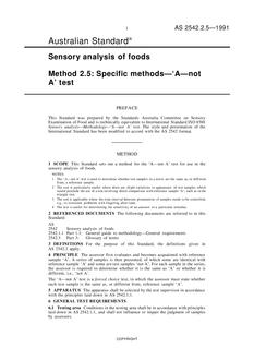 AS 2542.2.5: 09/16/1991 Sensory analysis of foods – Specific methods – ‘A – not A’ test