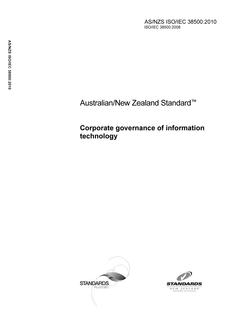 AS/NZS ISO/IEC 38500: 03/01/2010 Corporate governance of information technology