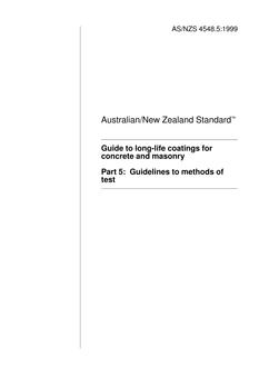 AS/NZS 4548.5: 04/05/1999 Guide to long-life coatings for concrete and masonry, Part 5: Guidelines to methods of test
